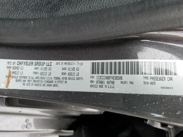 1C3CCCAB6FN536506 - 2015 CHRYSLER 200 LIMITED GRAY photo 12