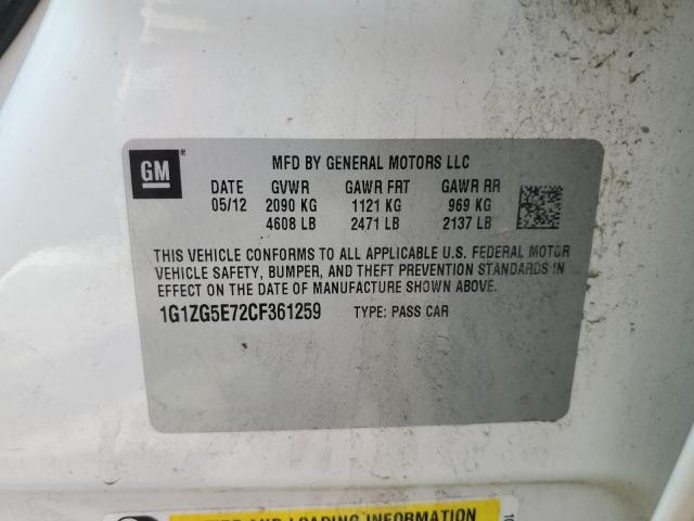 1G1ZG5E72CF361259 - 2012 CHEVROLET MALIBU LTZ 白色 照片 12