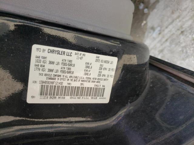 1D8HB58208F121492 - 2008 DODGE DURANGO LIMITED BLACK photo 10