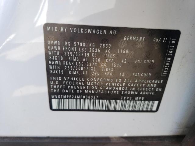 WVGTMPE24MP038327 - 2021 VOLKSWAGEN ID.4 PRO S WHITE photo 13