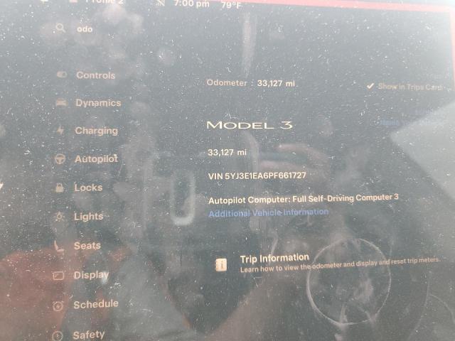 5YJ3E1EA6PF661727 - 2023 TESLA MODEL 3 灰色 照片 9