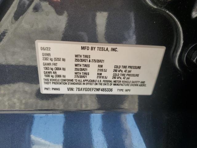 7SAYGDEF2NF485336 - 2022 TESLA MODEL Y Boz foto 13