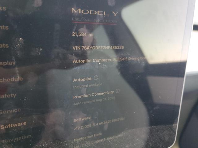 7SAYGDEF2NF485336 - 2022 TESLA MODEL Y Boz foto 9