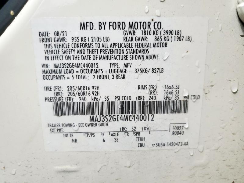 MAJ3S2GE4MC440012 - 2021 FORD ECOSPORT SE 白色 照片 14