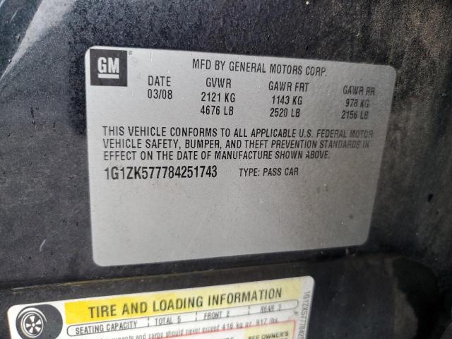 1G1ZK577784251743 - 2008 CHEVROLET MALIBU LTZ შავი ფოტო 12