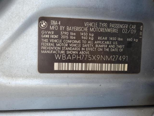 WBAPH775X9NM27491 - 2009 BMW 328 I SILVER photo 13