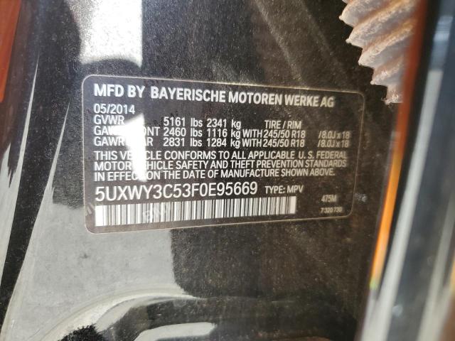 5UXWY3C53F0E95669 - 2015 BMW X3 XDRIVE28D BLACK photo 13