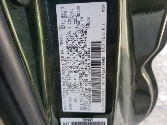 5TFUX4EN8DX021409 - 2013 TOYOTA TACOMA ACCESS CAB Yaşıl foto 12