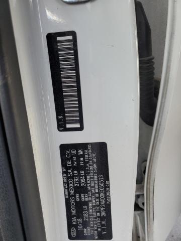 3KPF24AD3KE050513 - 2019 KIA FORTE FE WHITE photo 12