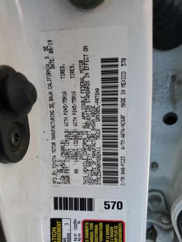 3TMCZ5AN0KM282411 - 2019 TOYOTA TACOMA DOUBLE CAB 白色 照片 12