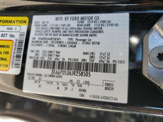 3FA6P0SU6JR258505 - 2018 FORD FUSION TITANIUM/PLATINUM PHEV BLACK photo 12