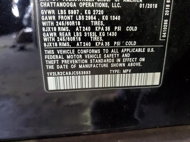 1V2LR2CA9JC553893 - 2018 VOLKSWAGEN ATLAS SE Negro foto 14