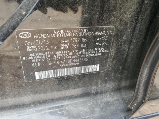 5NPDH4AE9DH443686 - 2013 HYUNDAI ELANTRA GLS BLACK photo 12