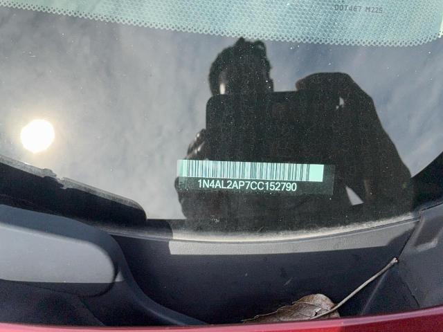 1N4AL2AP7CC152790 - 2012 NISSAN ALTIMA BASE 勃艮第红 照片 12