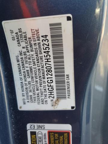 2HGFG12807H545234 - 2007 HONDA CIVIC EX BLUE photo 13