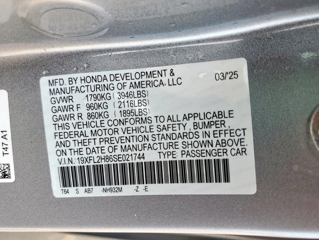 19XFL2H86SE021744 - 2025 HONDA CIVIC SPORT SILVER photo 12