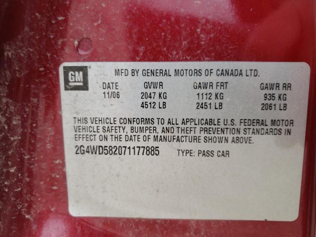 2G4WD582071177885 - 2007 BUICK LACROSSE CXL MAROON photo 12