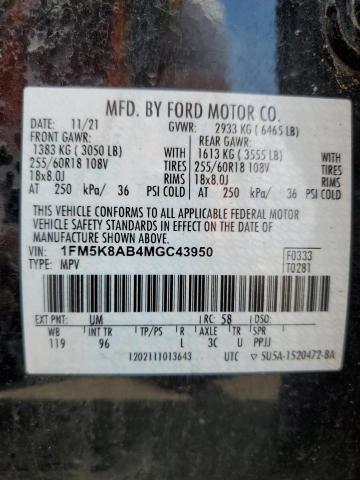 1FM5K8AB4MGC43950 - 2021 FORD EXPLORER POLICE INTERCEPTOR İki rəngli foto 12