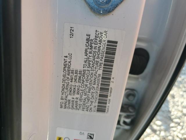 1HGCV3F23NA005768 - 2022 HONDA ACCORD HYBRID SPORT WHITE photo 13