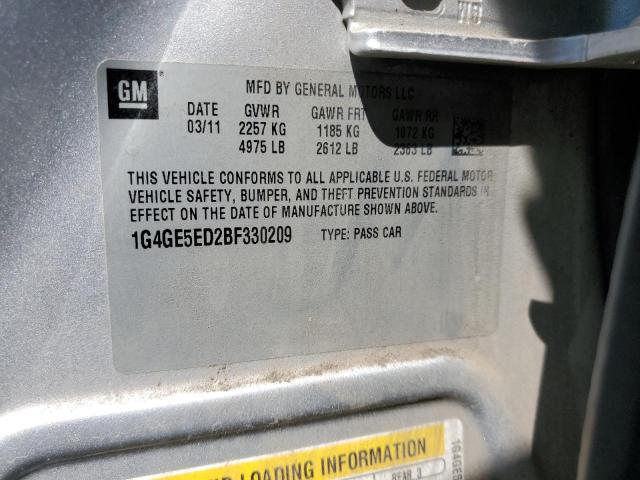 1G4GE5ED2BF330209 - 2011 BUICK LACROSSE CXS 银色 照片 12