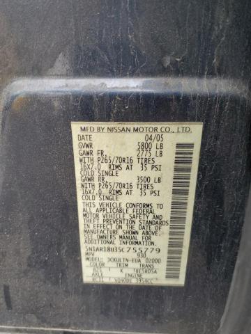 5N1AR18U35C755779 - 2005 NISSAN PATHFINDER LE 蓝色 照片 13
