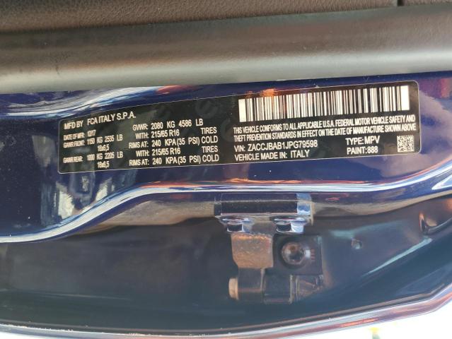 ZACCJBAB1JPG79598 - 2018 JEEP RENEGADE SPORT BLUE photo 12