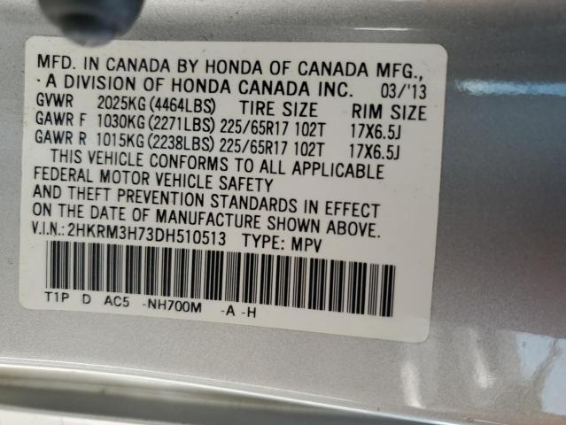 2HKRM3H73DH510513 - 2013 HONDA CR-V EXL SILVER photo 13