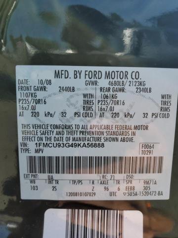 1FMCU93G49KA56888 - 2009 FORD ESCAPE XLT BLACK photo 13