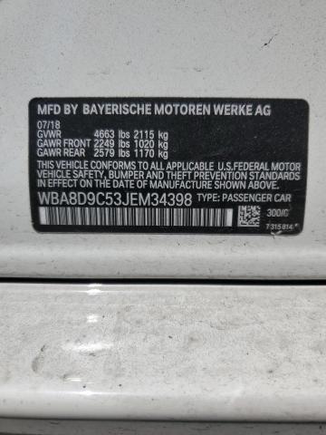 WBA8D9C53JEM34398 - 2018 BMW 330 XI WHITE photo 12
