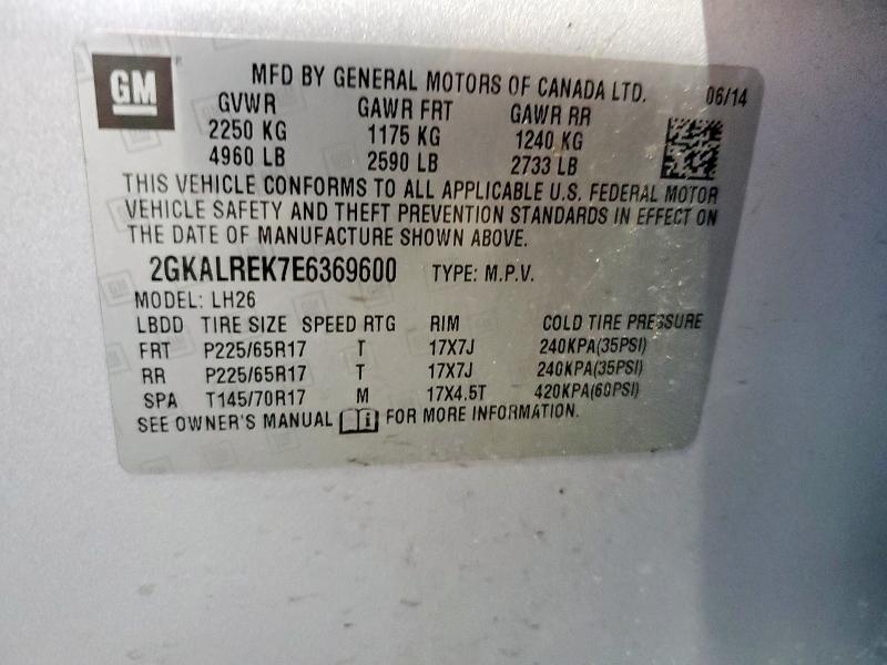 2GKALREK7E6369600 - 2014 GMC TERRAIN SLE SILVER photo 14