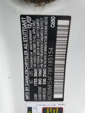 WDBWK54F78F185154 - 2008 MERCEDES-BENZ SLK 280 Ağ foto 12