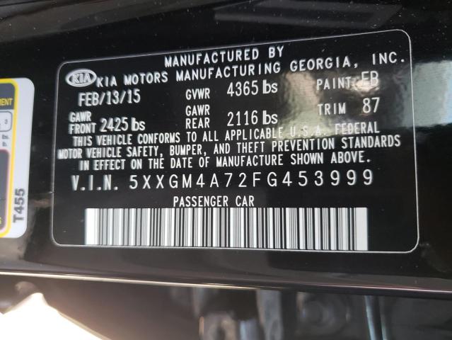 5XXGM4A72FG453999 - 2015 KIA OPTIMA LX BLACK photo 12