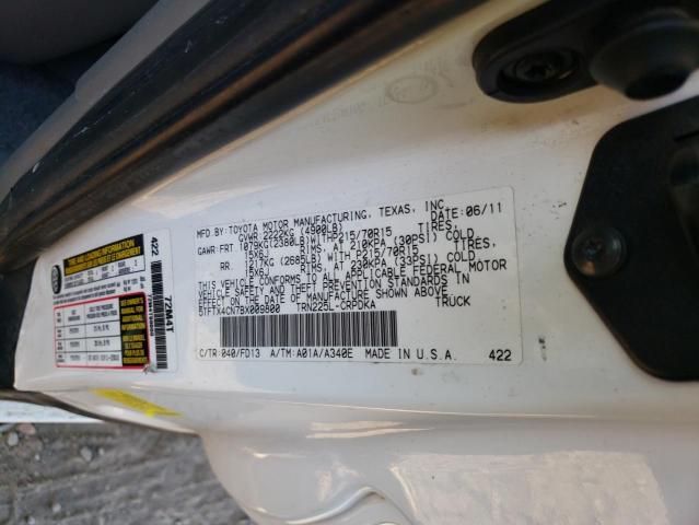 5TFTX4CN7BX009800 - 2011 TOYOTA TACOMA ACCESS CAB თეთრი ფოტო 12