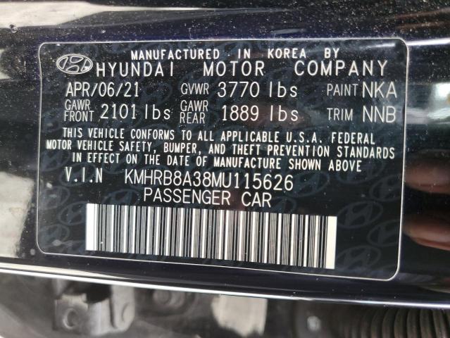 KMHRB8A38MU115626 - 2021 HYUNDAI VENUE SE BLACK photo 14