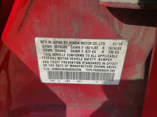 JHMGE88459S053296 - 2009 HONDA FIT SPORT RED photo 13
