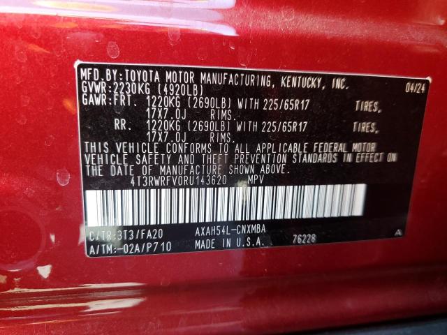 4T3RWRFV0RU143620 - 2024 TOYOTA RAV4 XLE RED photo 13