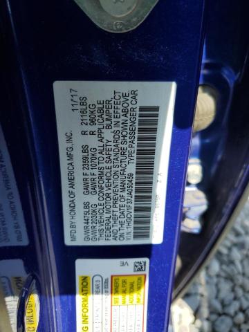 1HGCV1F37JA050459 - 2018 HONDA ACCORD SPORT 蓝色 照片 12