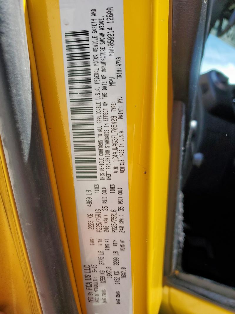 1C4AJWAG3FL705429 - 2015 JEEP WRANGLER SPORT YELLOW photo 13