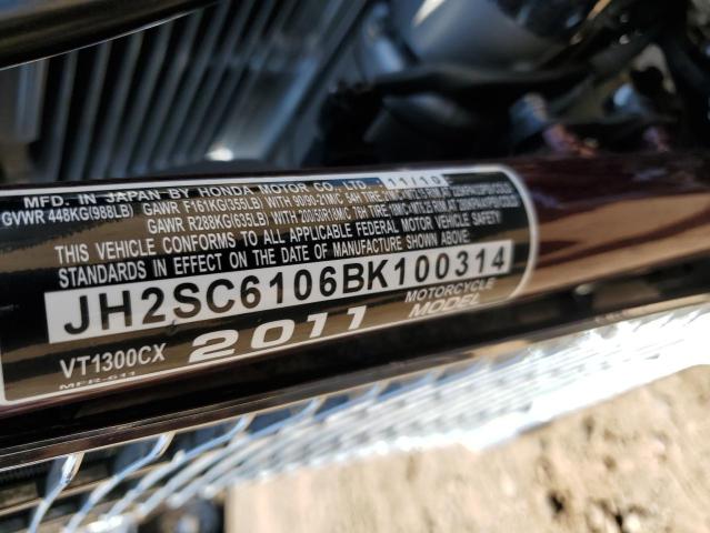 JH2SC6106BK100314 - 2011 HONDA VT1300 CX BURGUNDY photo 12