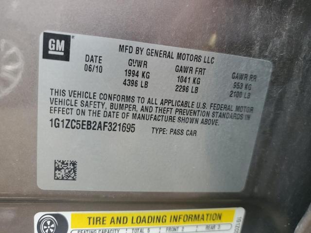 1G1ZC5EB2AF321695 - 2010 CHEVROLET MALIBU 1LT SILVER photo 12