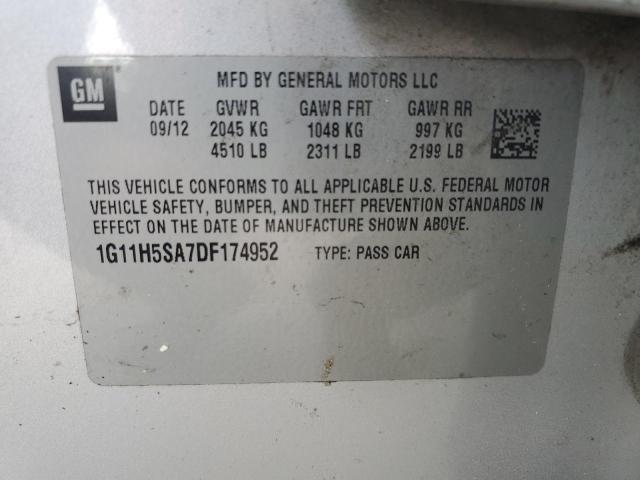 1G11H5SA7DF174952 - 2013 CHEVROLET MALIBU LTZ ვერცხლისფერი ფოტო 12