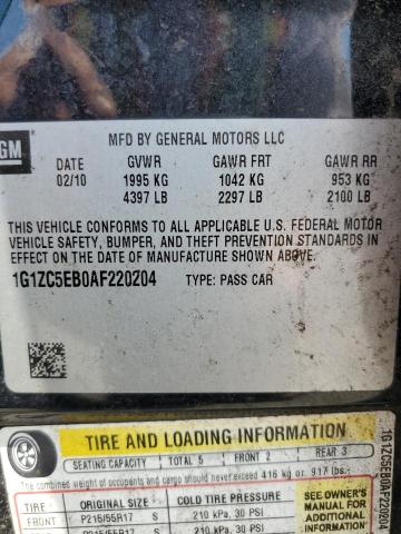 1G1ZC5EB0AF220204 - 2010 CHEVROLET MALIBU 1LT BLACK photo 13
