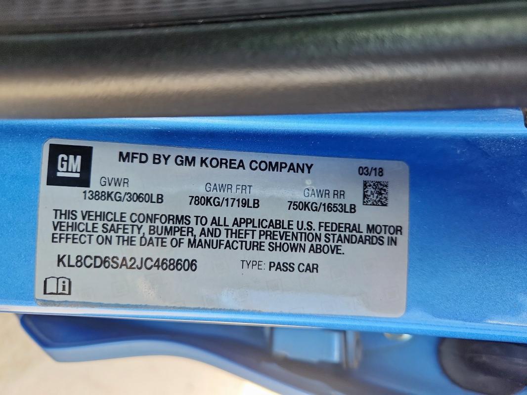 KL8CD6SA2JC468606 - 2018 CHEVROLET SPARK 1LT ლურჯი ფოტო 12