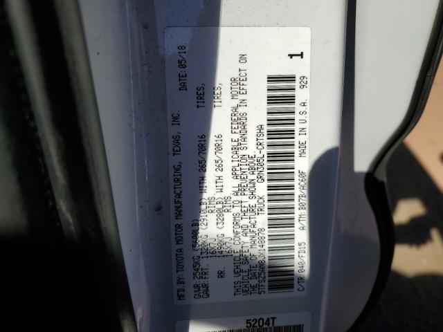 5TFSZ5AN8JX148878 - 2018 TOYOTA TACOMA ACCESS CAB თეთრი ფოტო 12