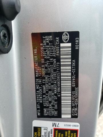 4T1BK46K08U571779 - 2008 TOYOTA CAMRY SE LE Gümüş fotoğraf 12