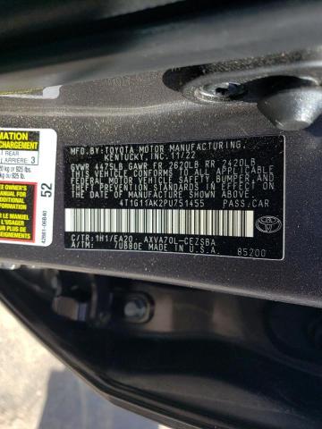 4T1G11AK2PU751455 - 2023 TOYOTA CAMRY SE NIGHT SHADE GRAY photo 12