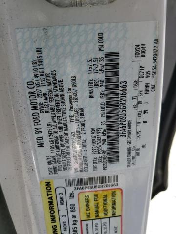 3FA6P0SU5GR206663 - 2016 FORD FUSION TITANIUM PHEV WHITE photo 12