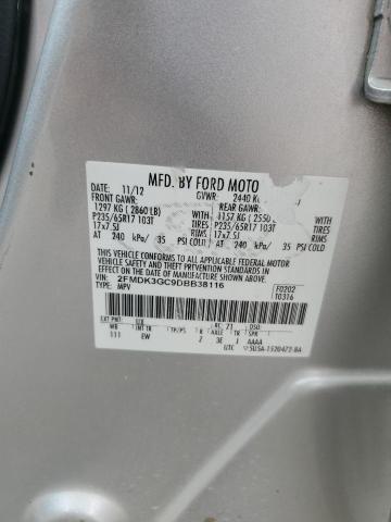 2FMDK3GC9DBB38116 - 2013 FORD EDGE SE GRAY photo 12
