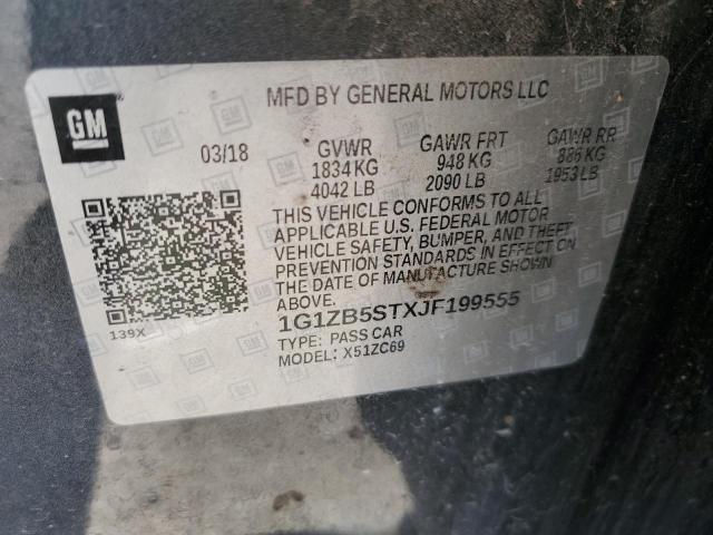 1G1ZB5STXJF199555 - 2018 CHEVROLET MALIBU LS Сұр фото 12