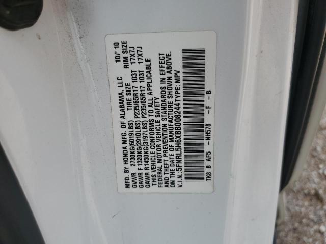 5FNRL5H6XBB008244 - 2011 HONDA ODYSSEY EXL WHITE photo 13